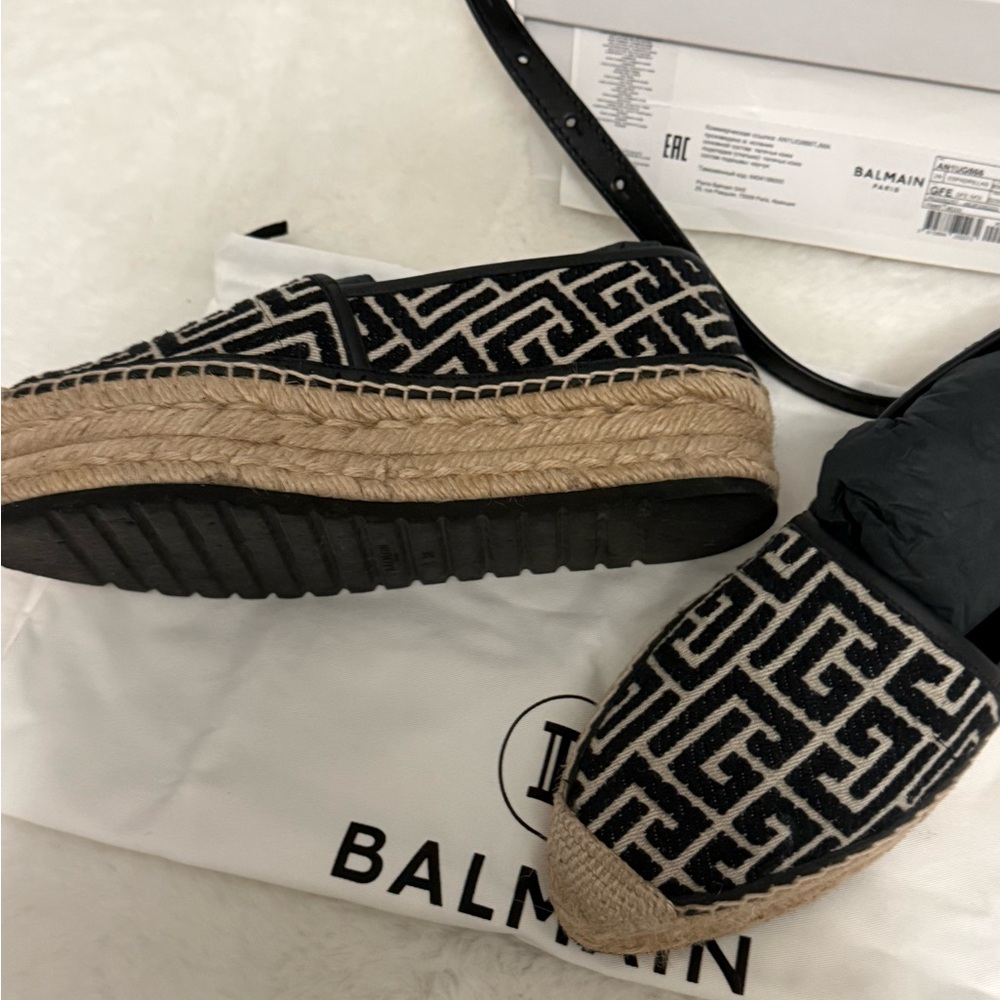 Balmain Black and Cream Espadrilles - Picture 7 of 13